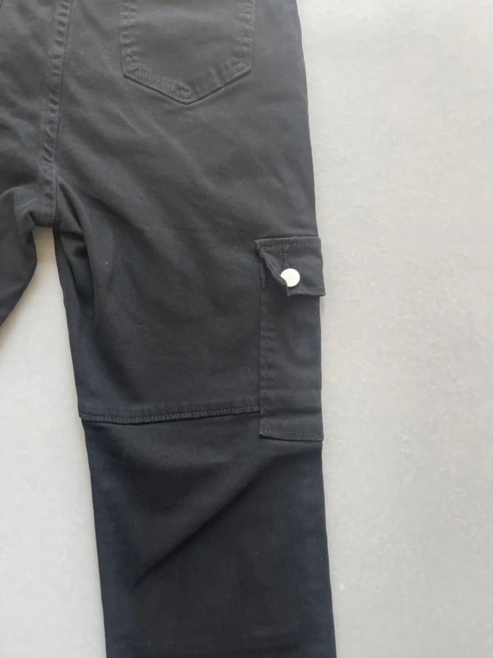 Black Cargo Jeans Womens Size M Stretch Utility Pocket Pants